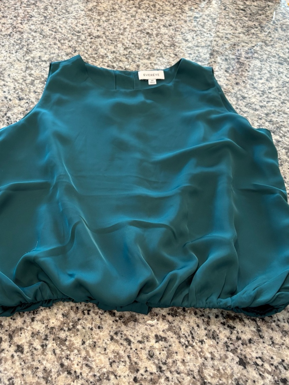 EVEREVE Emerald Green Satin Bubble Hem Sleeveless Blouse XS